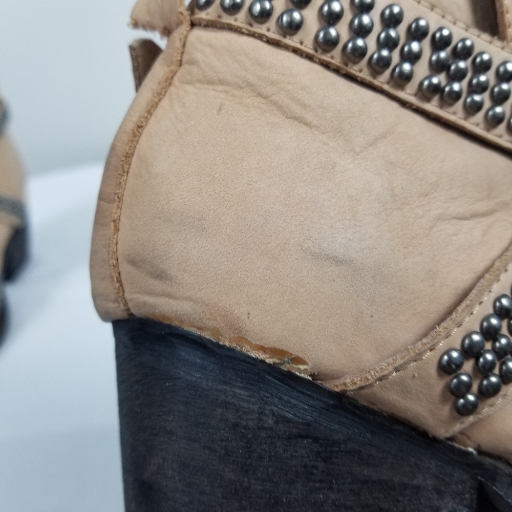 Jeffrey Campbell Free People Western Studded Dodge Tan Rockabilly Ankle Boots 9 - Picture 16 of 16